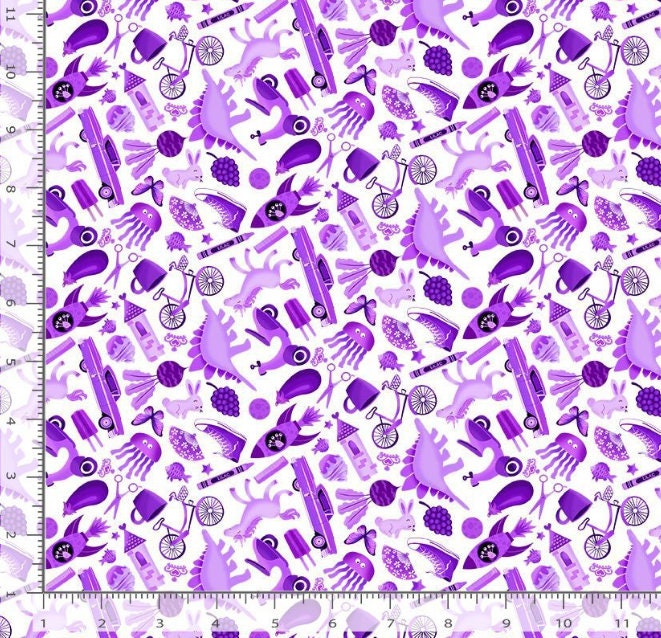 Mini I SPY fabric Purple- 100% Cotton TT-Gail CD2629 Purple - Mini I Spy Objects