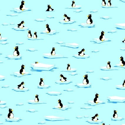 Burr the Polar Bear Penguins Susybee Fabrics- 100% Cotton - By the 1/2 Yard - Fat Quarters -WSBSB20398-925