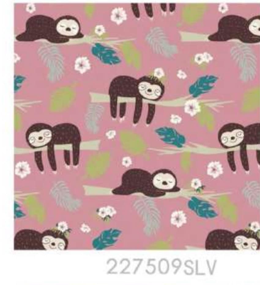 Sleepy Sloths Novelty 100% Cotton Fabric- Cotton - Continuous Cuts-