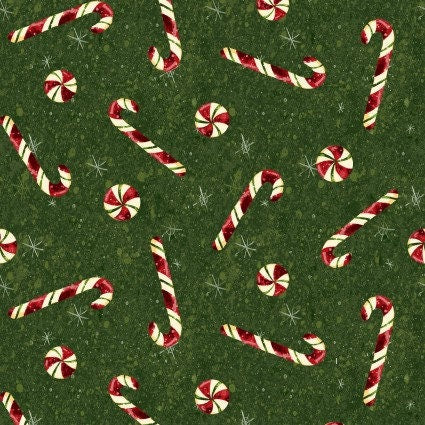 Candy Cane Christmas 100% Cotton Fabric continuous cuts - CLTY4124-112 Continuous Cuts - Fast Shipping - Gingerbread Christmas