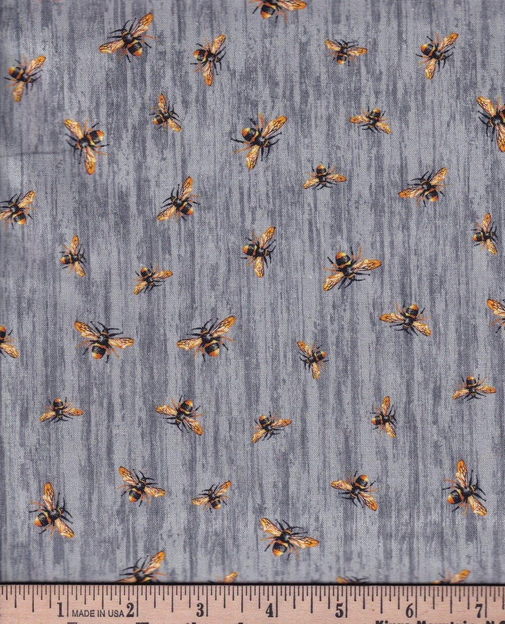 Flying Bees on Wood Texture Cotton fabric- 100% Cotton - TT-Bee CD2391