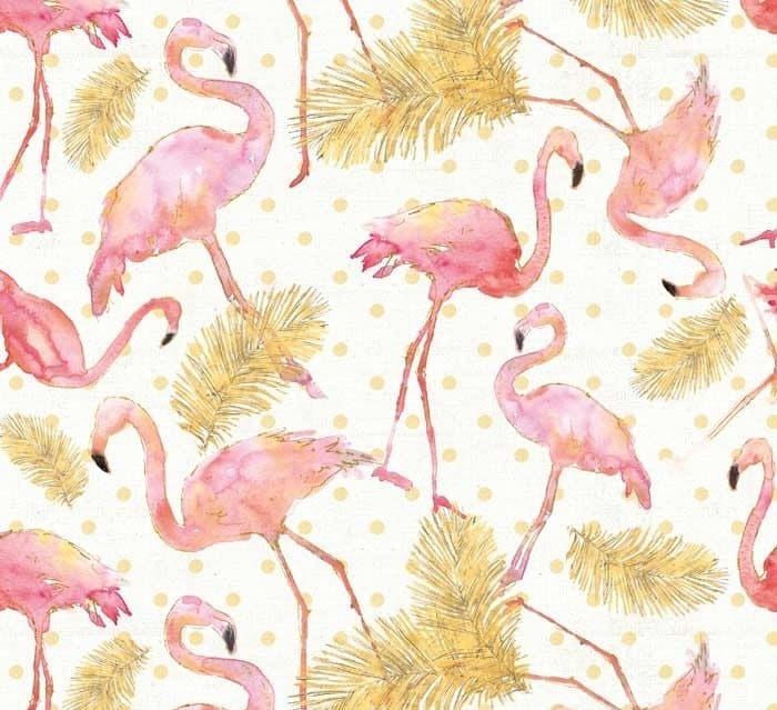 Flamingo Paradise Cotton Fabric- 100% Cotton - DT-Flamingo Paradise WA-4168-8C-1 Pink/Gold - Flamingo Paradise