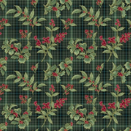 Holly & Plaid Cotton fabric- continuous cuts- - fast shipping! BEN13185M-44 Benartex