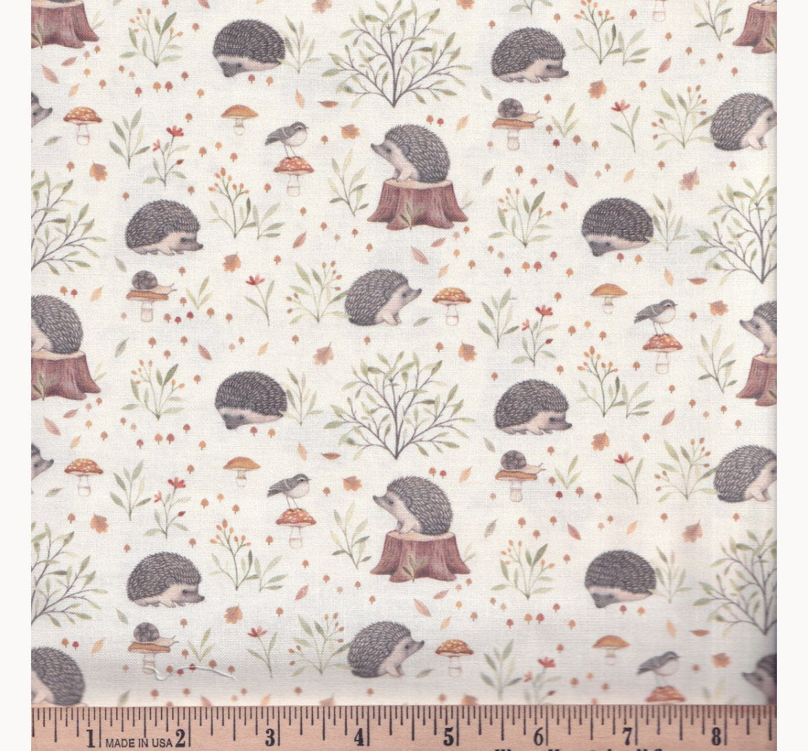 DS-Little Forest DNS2304 Cream - Hedgehogs 100% Cotton Fabric - Cotton - Continuous Cuts- Animals - Nursery