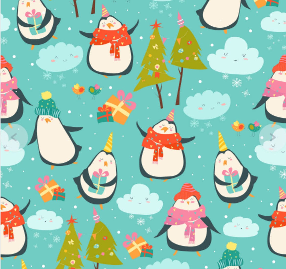 Merry Penguins Winter Delight Penguins 100% Cotton Fabric