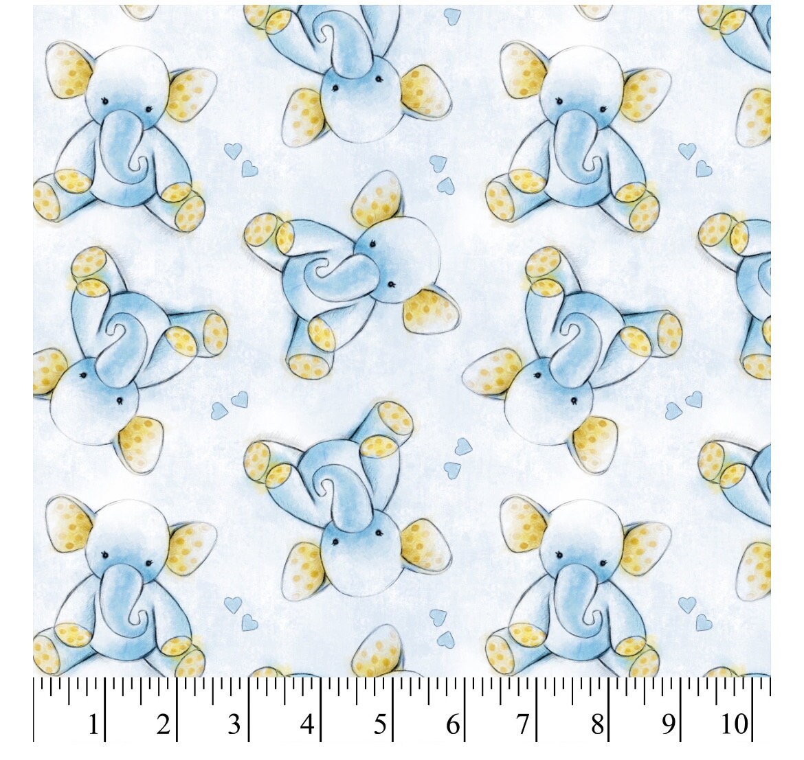 Blue Elephants Fat Quarters Cotton Fabric- 100% Cotton- David Textiles