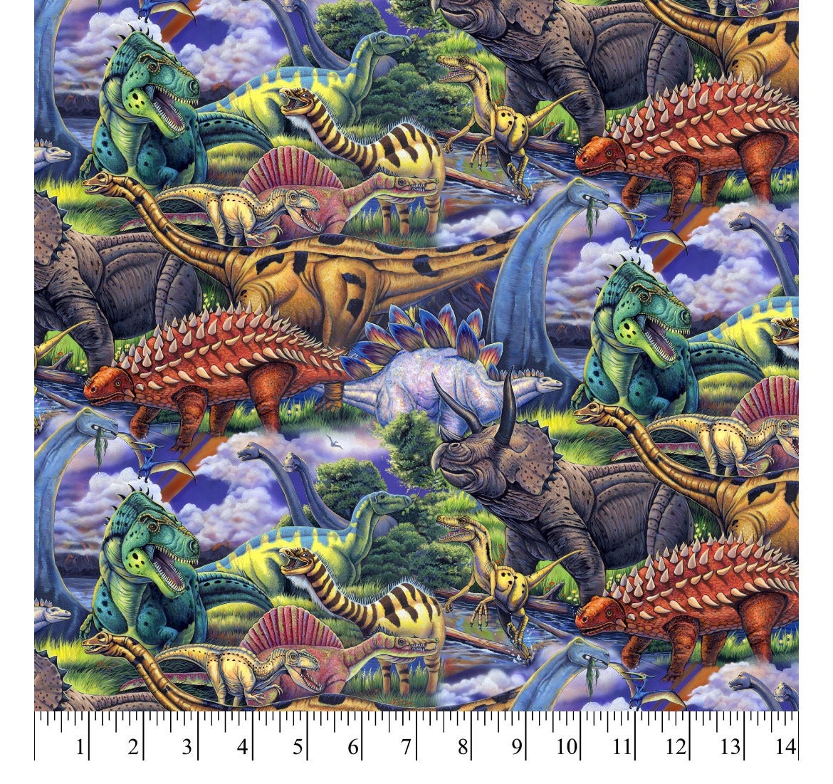 Dinosaur Fat Quarters Cotton Fabric- 100% Cotton- David Textiles