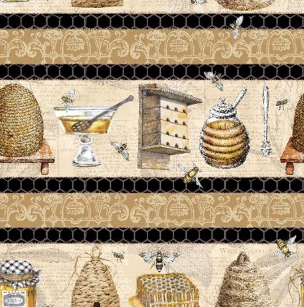 Honey Bee Stripe Cotton fabric, continuous cuts- 100% Cotton - SPR77089-J370310
