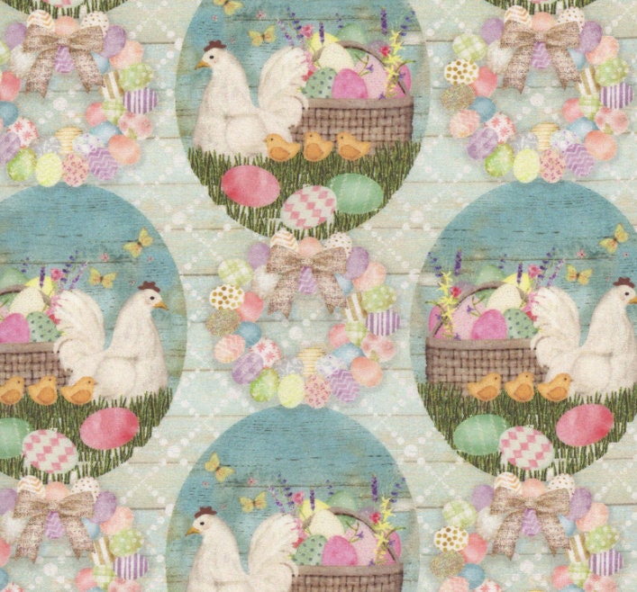 Bunny Kisses & Easter Wishes 22250 Mint by Beth Albert for 3 Wishes Fabrics 100% Cotton Continuous Cuts