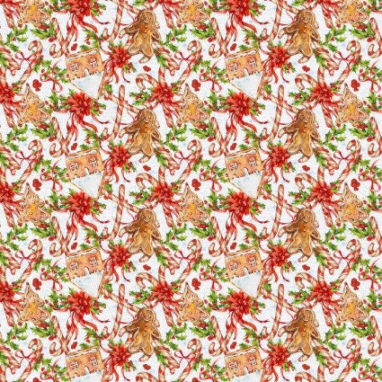 Frosty Delights- 100% Cotton Fabric - continuous cuts - Continuous Cuts - Fast Shipping - PSF120-24317 Frosty Delights -Candycane Cookies