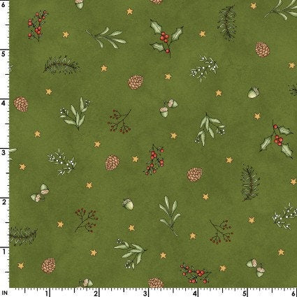 Tiny Green Christmas Cotton Fabric- 100% Cotton - Continuous cuts- MAS10555-G Homemade Holidays - Maywood Studio