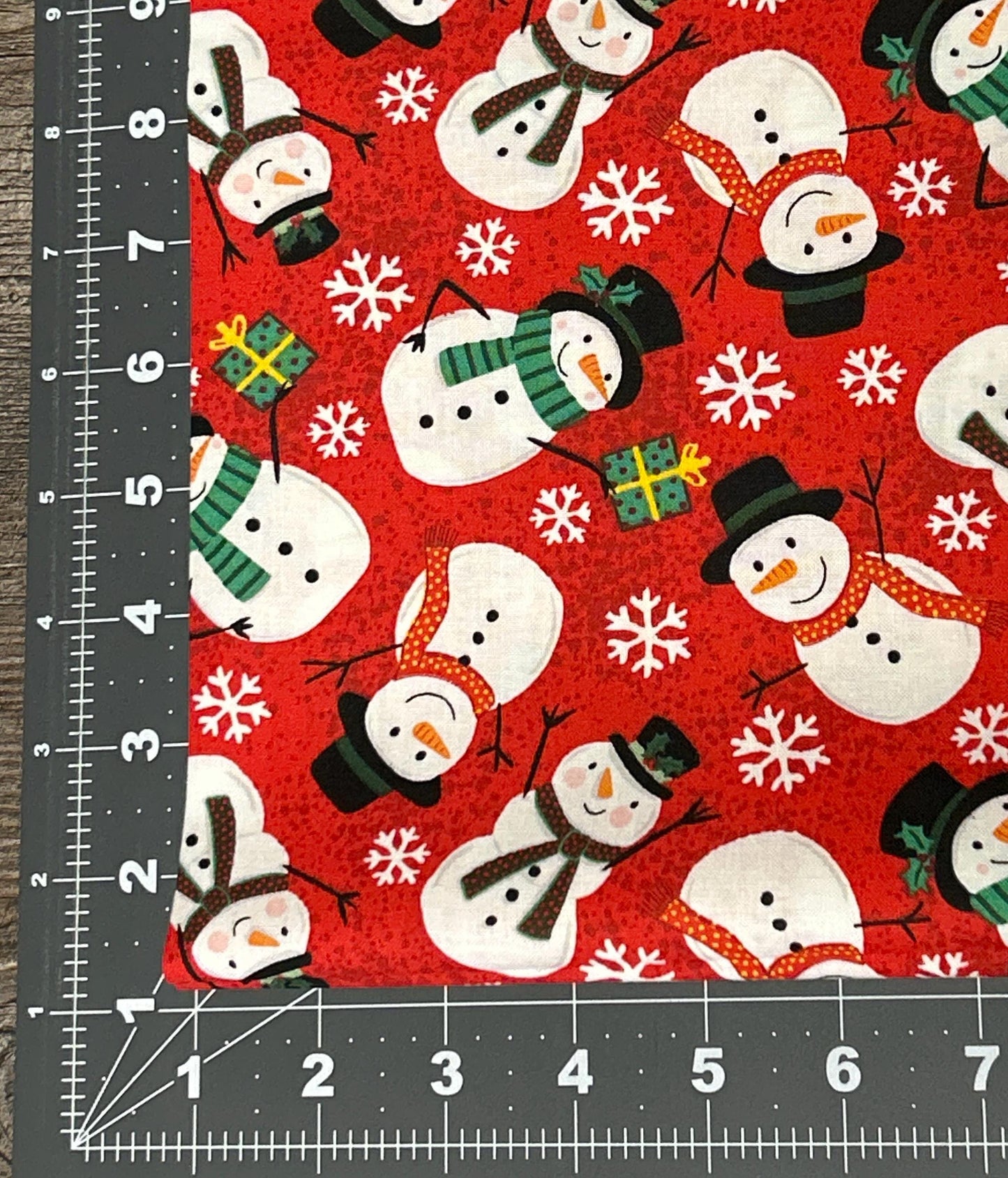 Be Merry 3WI22278-RED Snowman Toss by Lisa Perry for 3 Wishes Fabrics 100% cotton Fabric - continuous cuts
