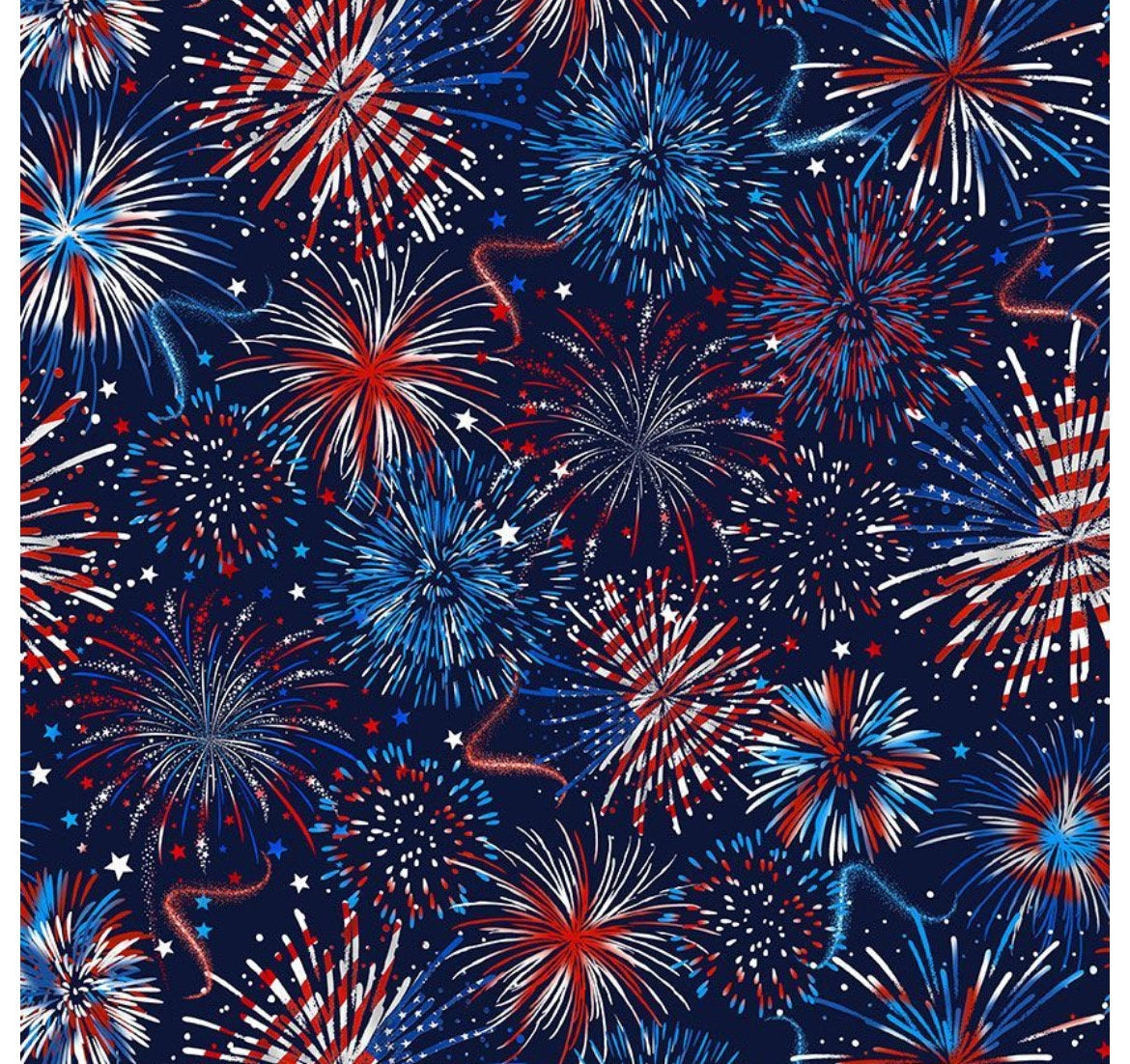 USA Flag Fireworks Cotton fabric - 100% Cotton - continuous cuts GAIL-CD2222