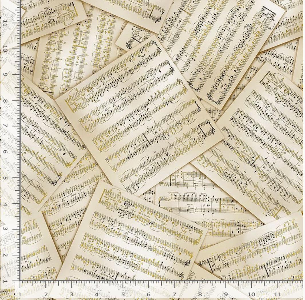 Antique Music Sheets 100% Cotton Fabric Timeless Treasure Cotton fabric-continuous cuts - MUSIC-CM3239