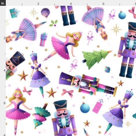 Scattered Nutcracker Wonderland Cotton fabric- Nutcracker Fabric- Fat Quarters - By the 1/2 Yard- 100% Cotton - Continuous Cuts