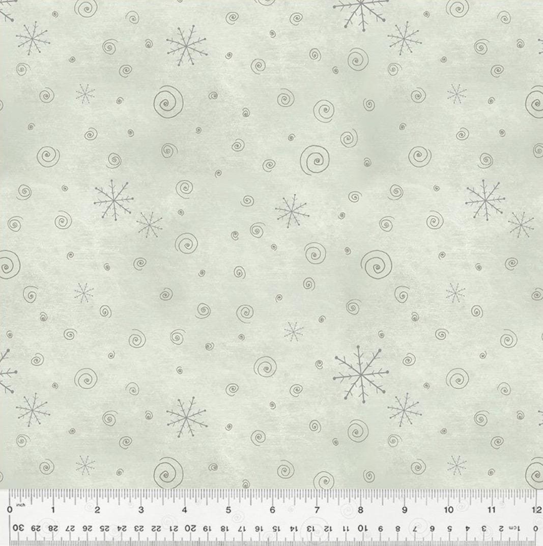 WF-A Very Terri Christmas 54104-9 Misty - Snow Flurries - 100% Cotton Fabric- Continuous Cuts