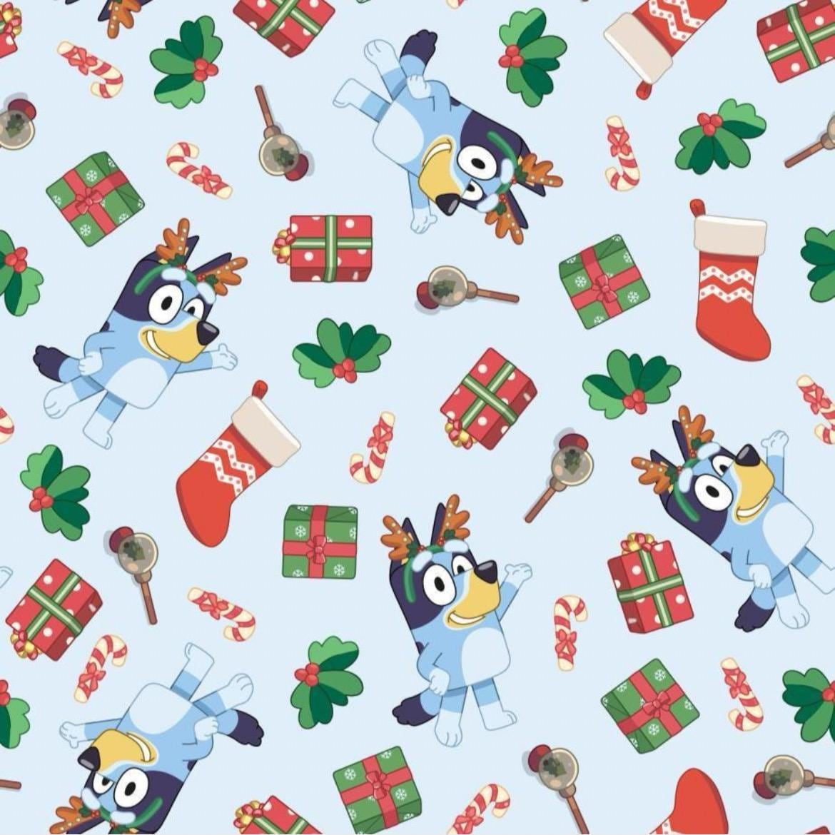Bluey Christmas Cotton Fabric - 100% Cotton - continuous cuts