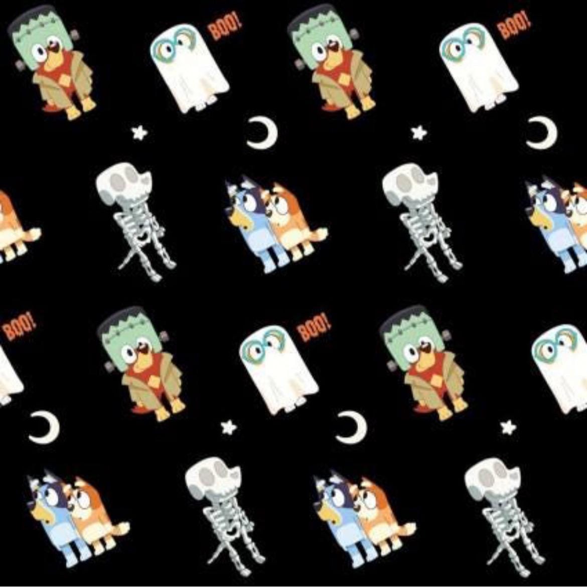 Bluey Halloween Cotton Fabric- 100% Cotton - continuous cuts Licensed Fabric