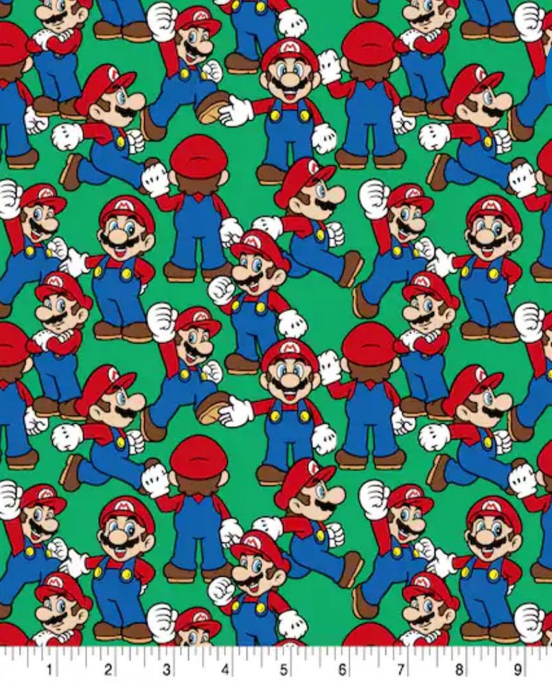 Super Mario Toss Fabric - 100% Cotton Fabric - Continuous cuts -Licensed Fabric