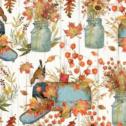 Susan Winget Harvest Mason Jar Cotton Fabric - 100% Cotton -SPR77357-G550715