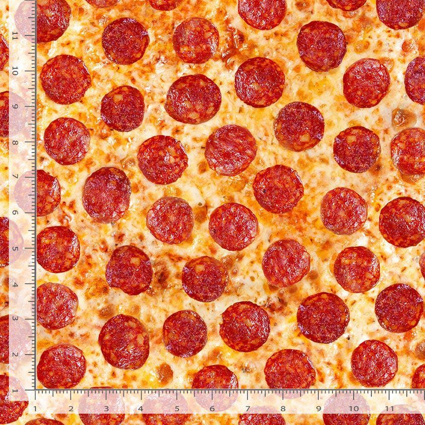 Pepperoni Pizza Novelty Cotton fabric -100% Cotton TT-Food CD3452 Pizza - Food