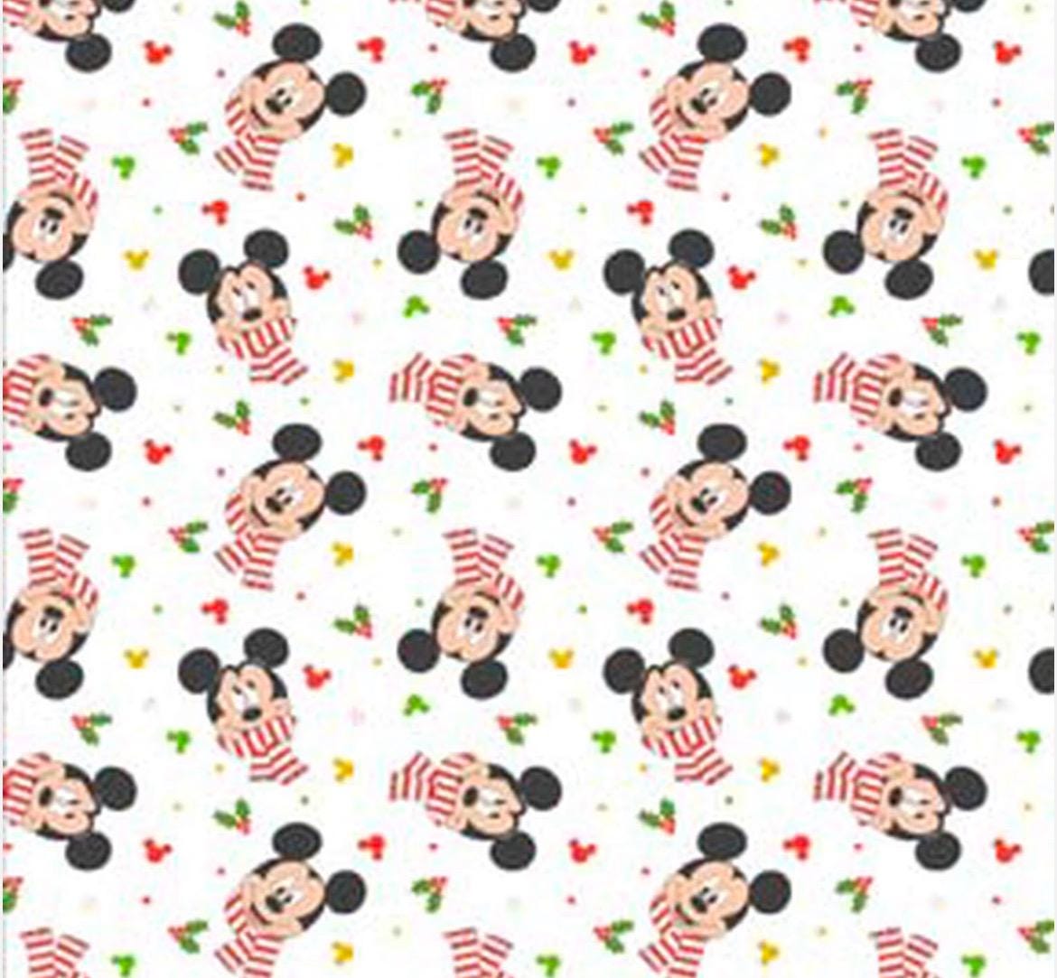 Mickey Mouse Christmas Scarf character fabric - 100% Cotton - Licensed Fabric