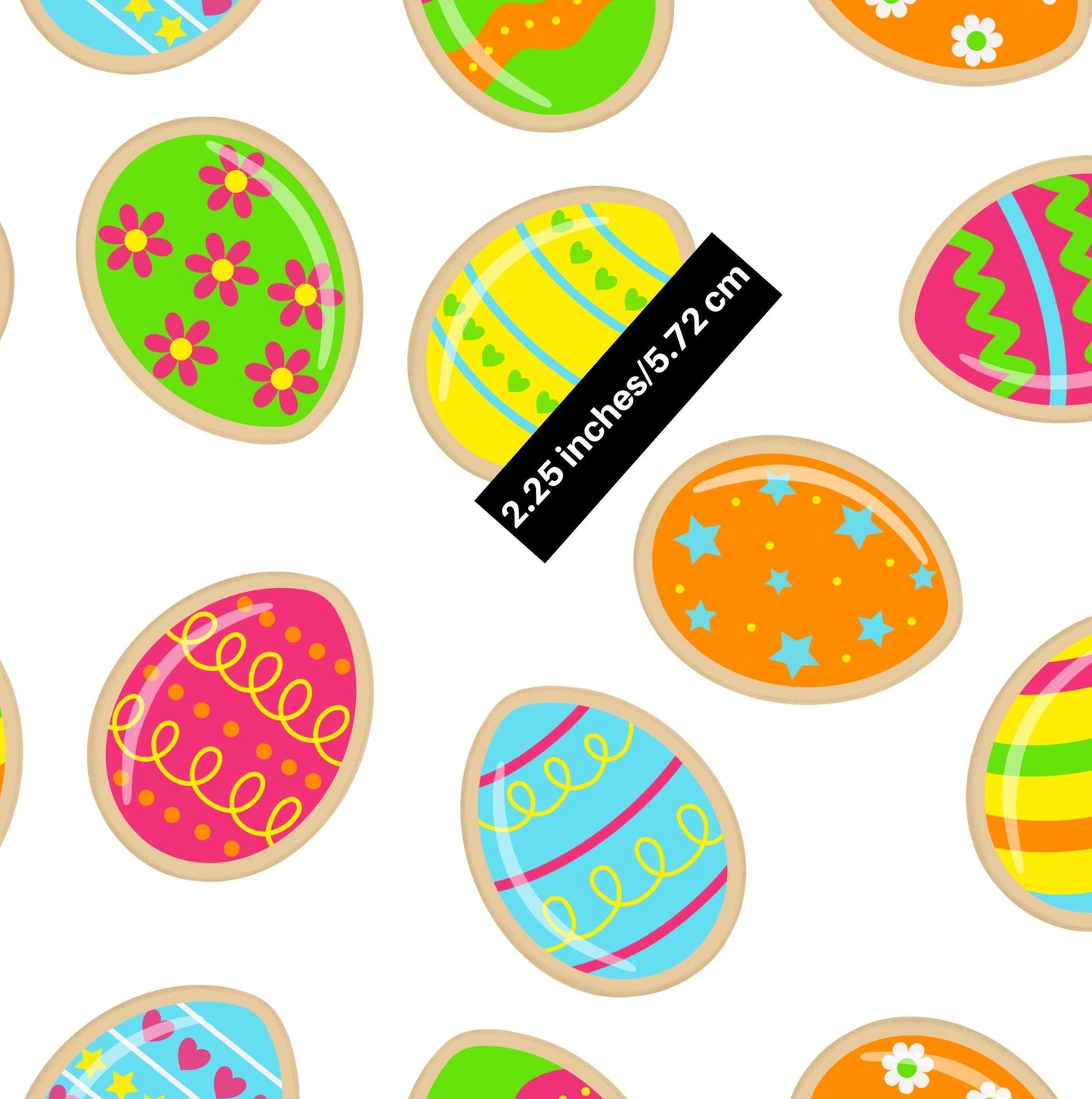 Easter Egg Cookies Cotton fabric- 100% Cotton-Continuous Cuts by the 1/2 yard increment