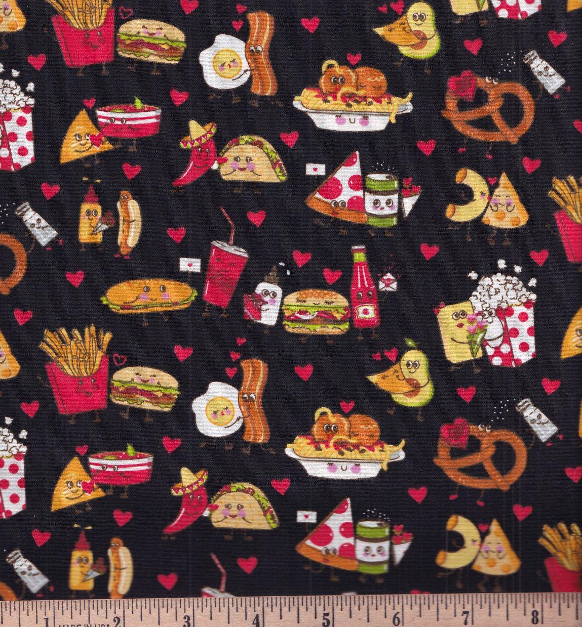 Perfect Food Pairs Cotton Fabric by Fabric Traditions -100% Cotton -