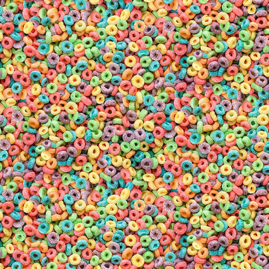 Fruity Cereal Novelty 100% Cotton fabric - TT-Food CD2997 Multi - Fruity Cereal