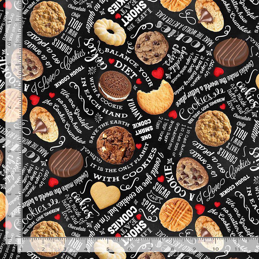 Smart Cookie Cotton Fabric 100% Cottoncontinuous cuts! TT-Gail CD3334 Black - Smart Cookie Text
