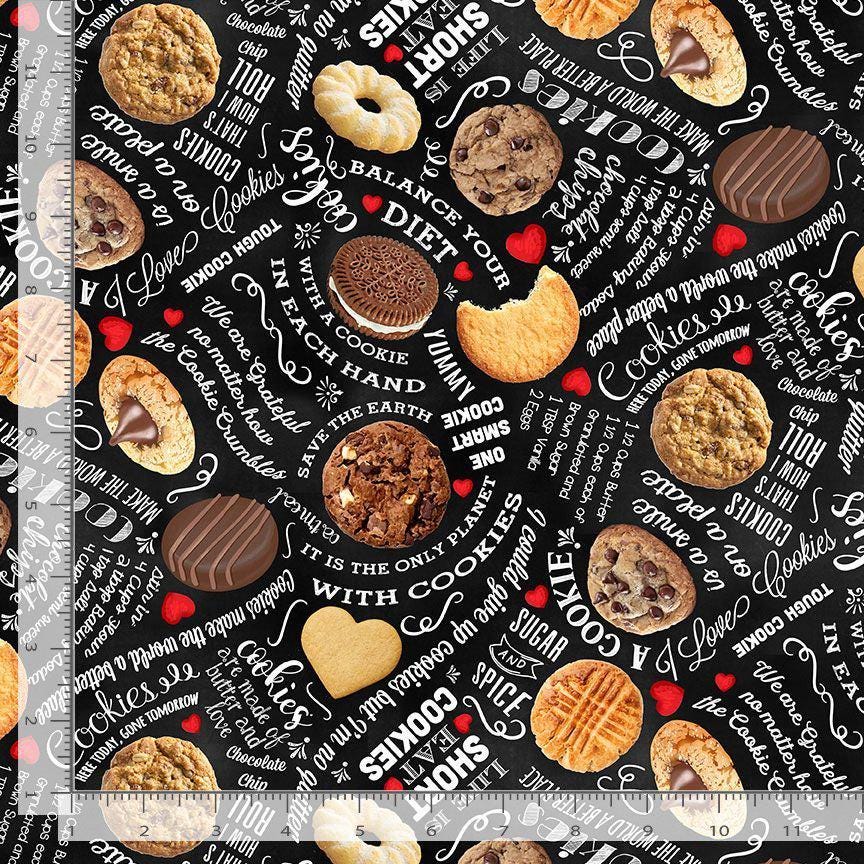Smart Cookie Cotton Fabric 100% Cottoncontinuous cuts! TT-Gail CD3334 Black - Smart Cookie Text