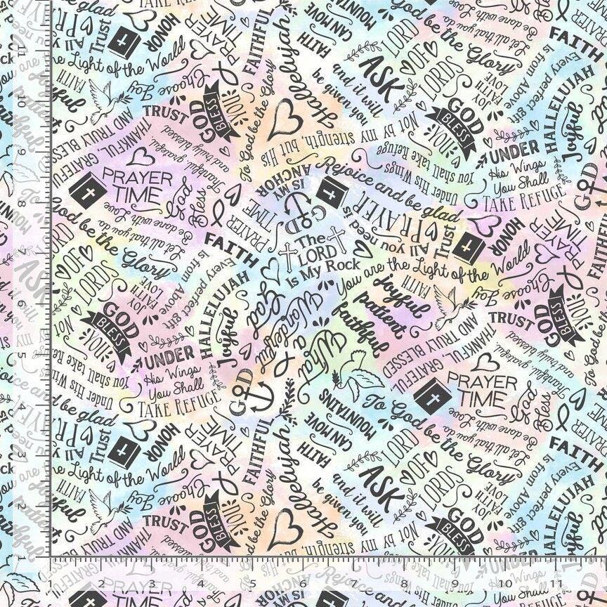 Pastel Have Faith 100% Cotton Fabric - TT-Gail CD2738 Pastel - Faith Words