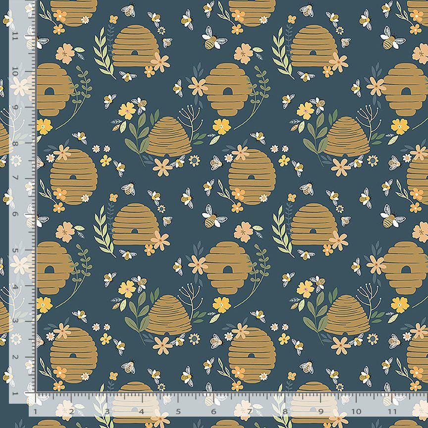 DS-The Bee's Knees - Stella D3055 Iris - Bee Hive- The Bee's Knees Cotton fabric 100% Cotton