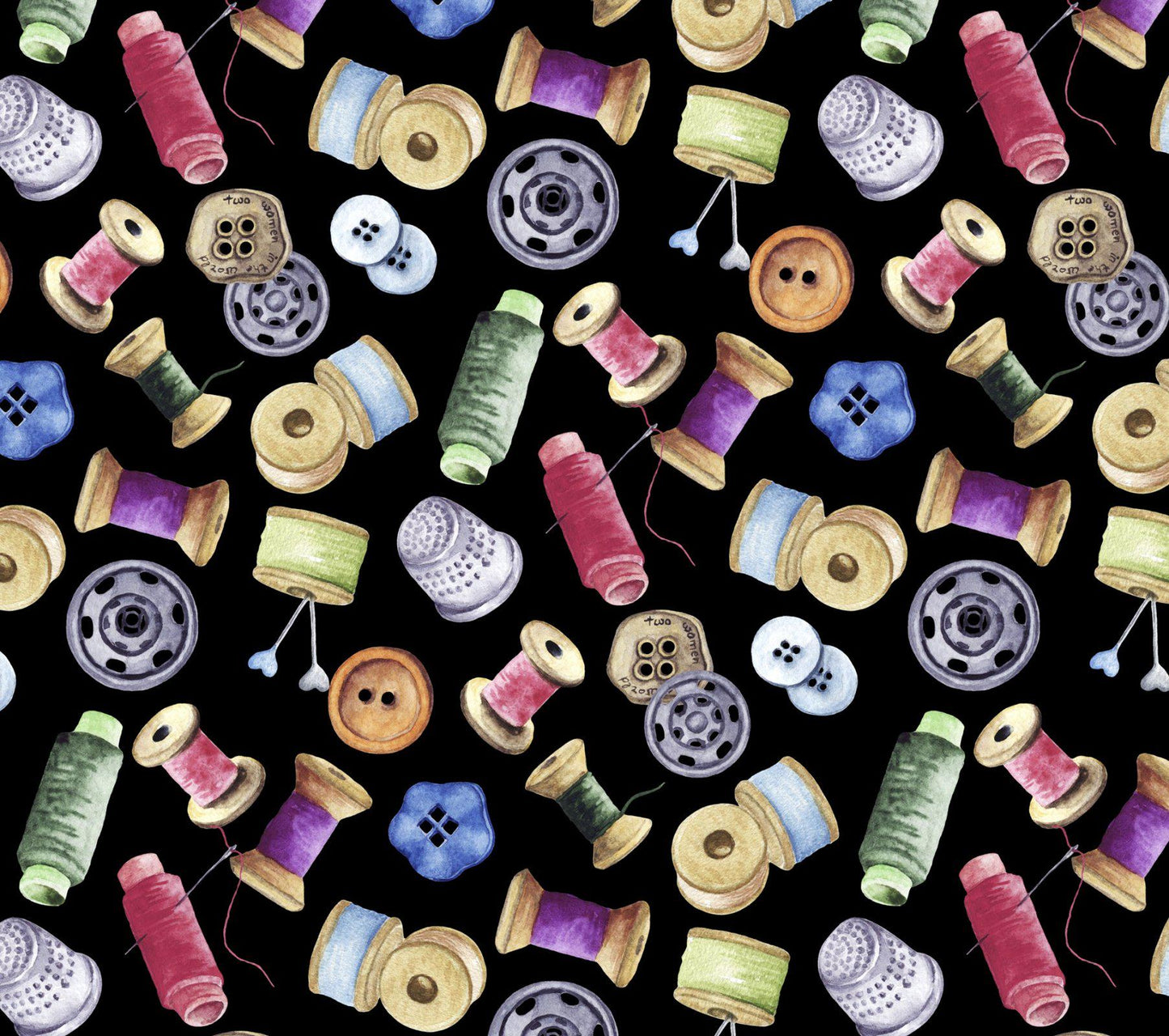 Spools tossed Cotton Fabric- 100% Cotton - DT-Potpourri of Novelty DX-4433-4C-1 Sewing Materials