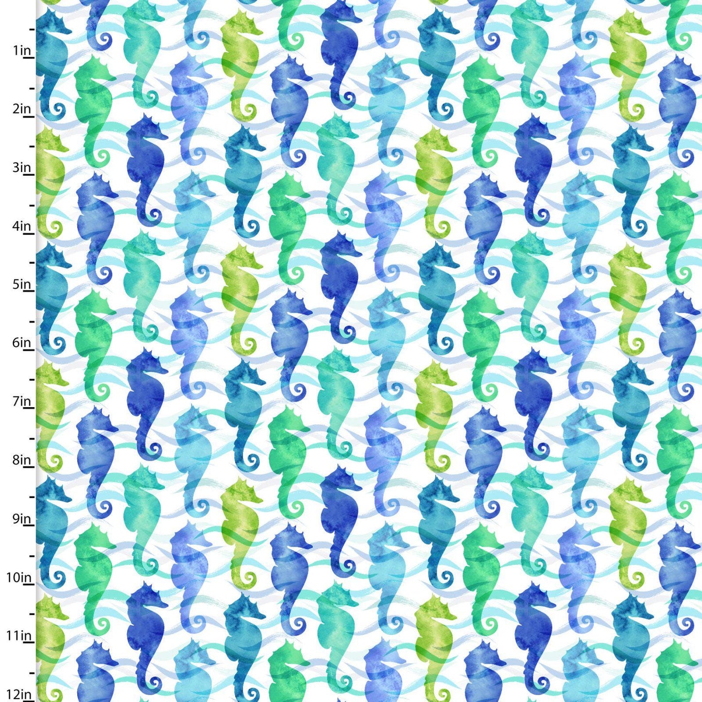 Sea Horsing Around 3 Wishes 100% Cotton Fabric, continuous cuts 3W-Sandsational 22935 White - Sea Horsing Around
