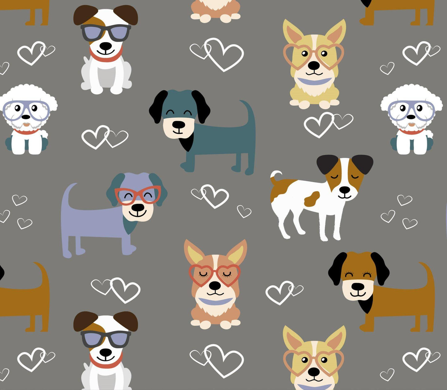 Good Puppy Love 100% Cotton fabric Continuous cuts- David Textiles