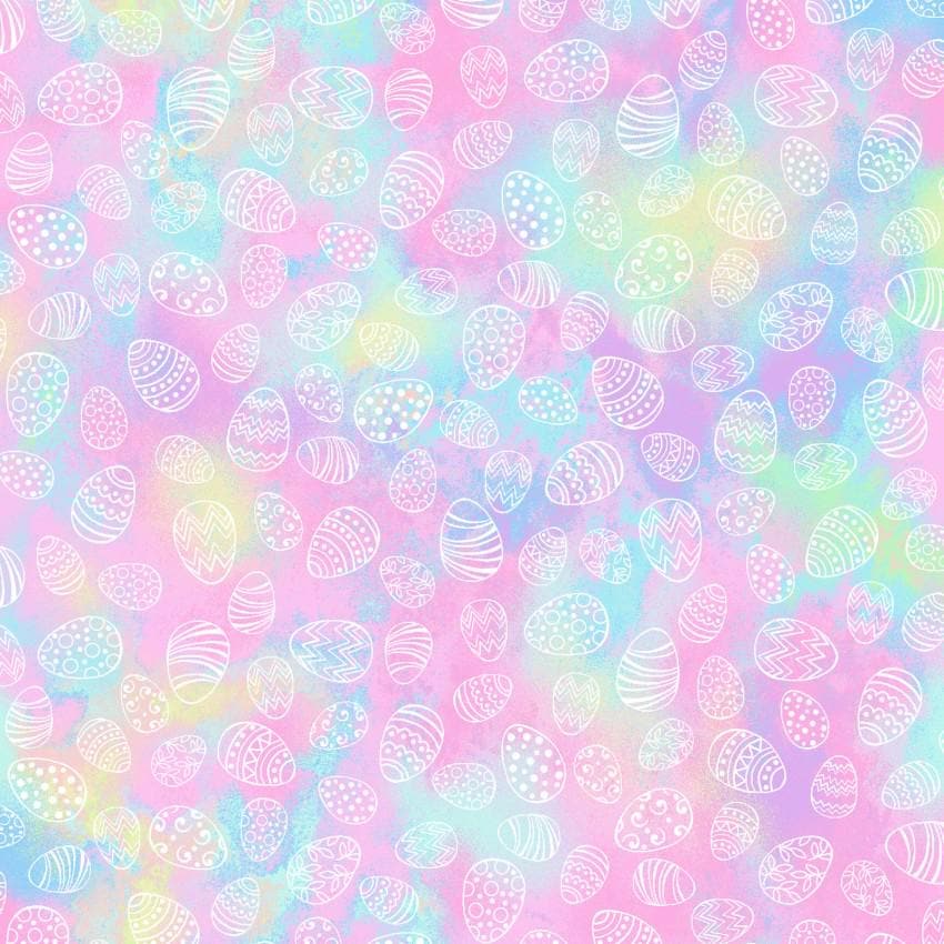 Easter Eggs on Pastel Tie Die Fabric-Fabric TraditionsFAT18339-A Spring Fling 100% Cotton- Continuous Cuts