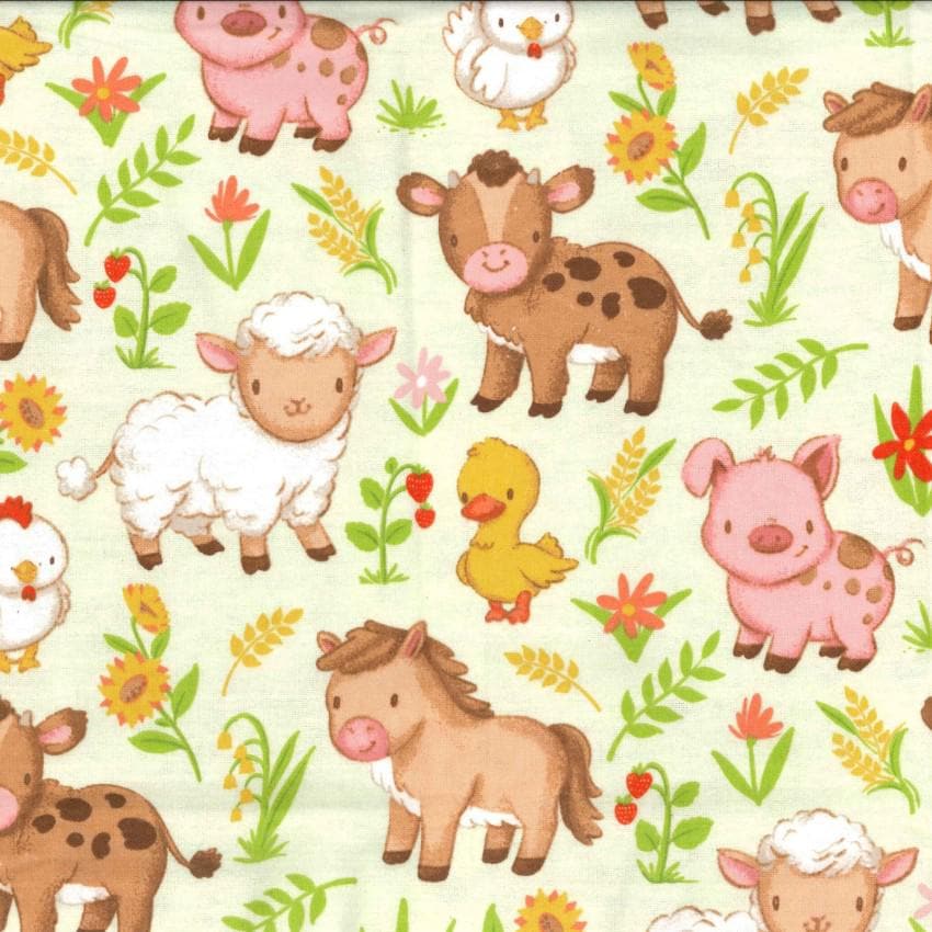 Flannel Farmyard Babies Flannel fabric- FAT18466-GL Farmyard Babies Flannel
