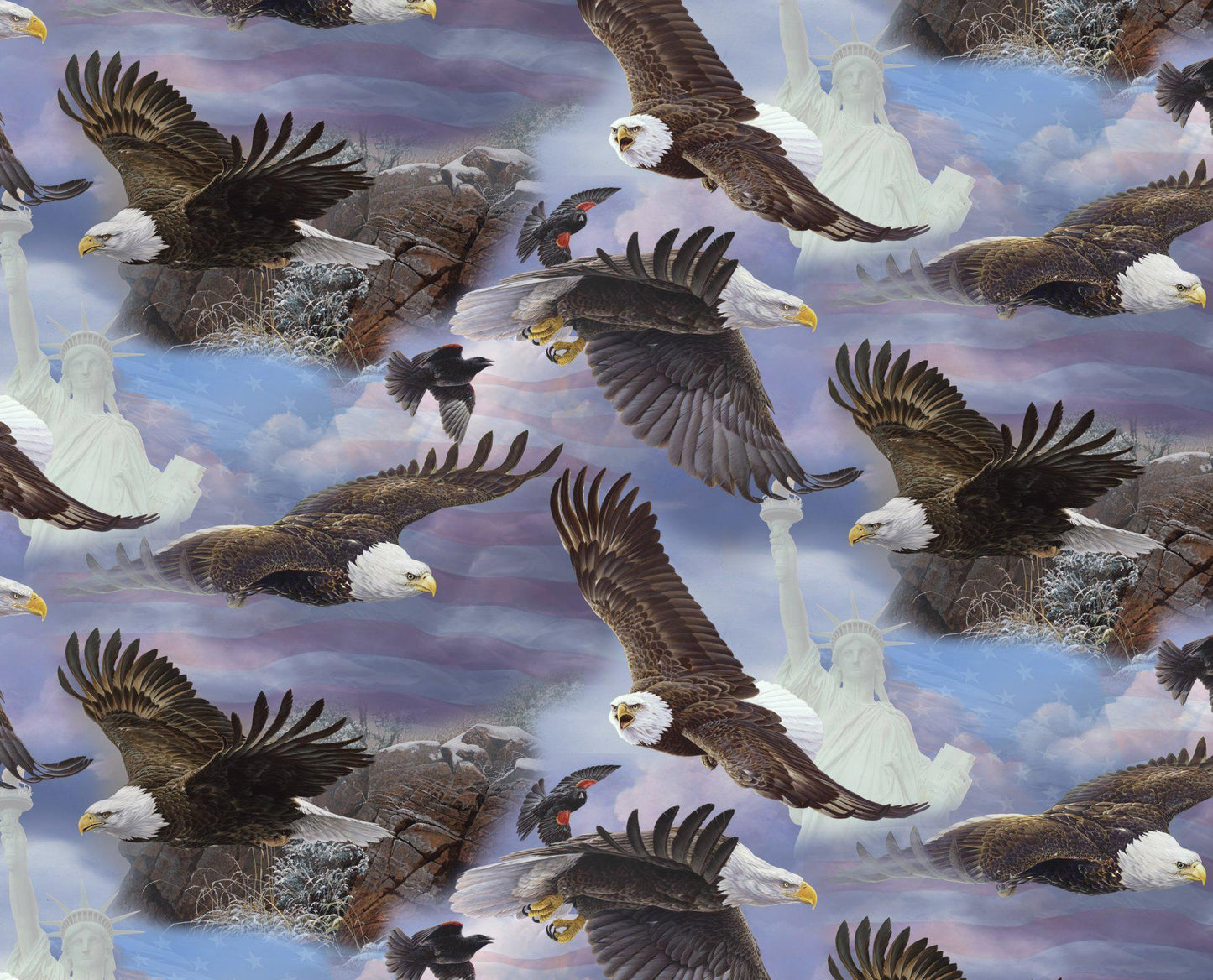 Eagles of Liberty Cotton Fabric- 100% Cotton - Fabric Material DT- AS-0177-3C-1 Multi - Patriotic - Bird