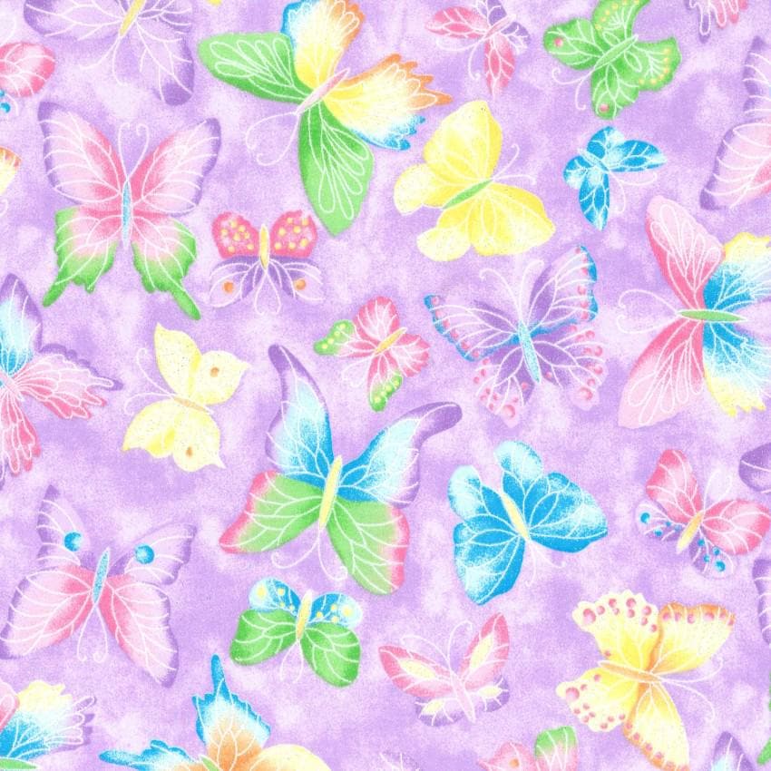 Glitter Accent Crystalline Butterfly 100% Cotton Fabric - continuous cuts FAT3296-VS