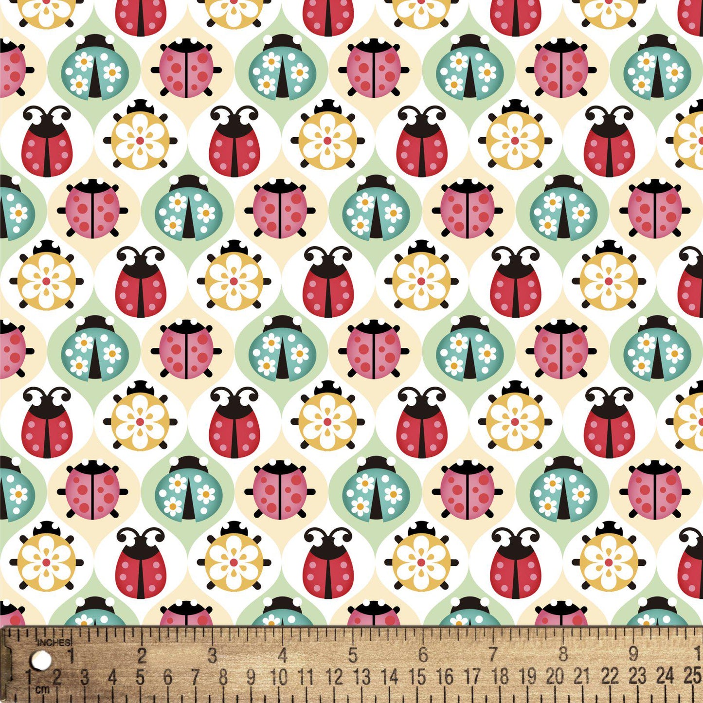 Ladybug Diamonds 100% Cotton Fabric - David Textiles -DT-Potpourri of Novelty DT-5336-4C-1