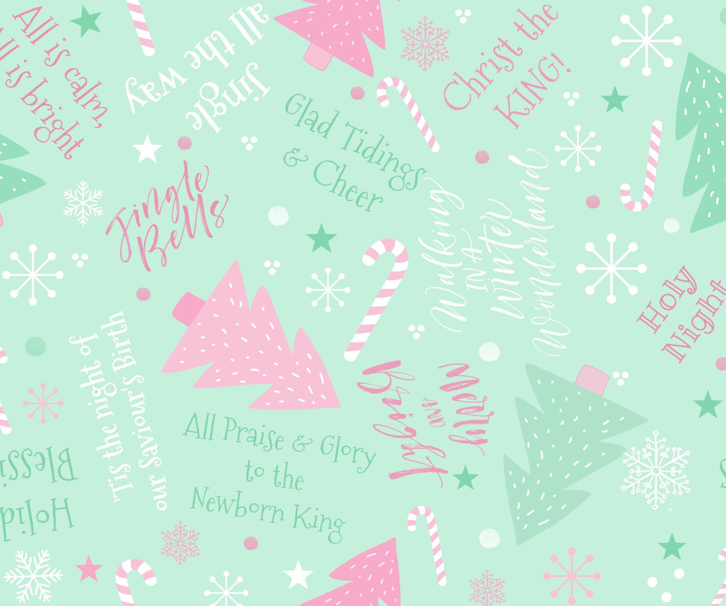 Green Wonderland Text Christmas Cotton fabric100% Cotton - Continuous Cuts
