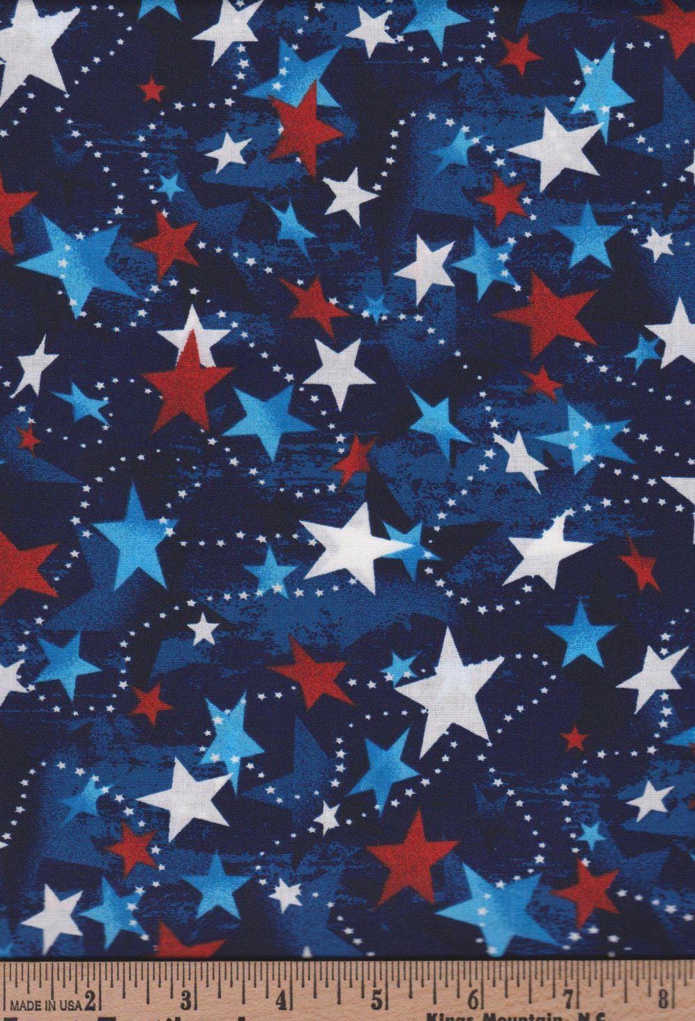 Trailing Stars Cotton fabric- 100% Cotton - continuous cuts Made in the USA 48476 Navy/Stars