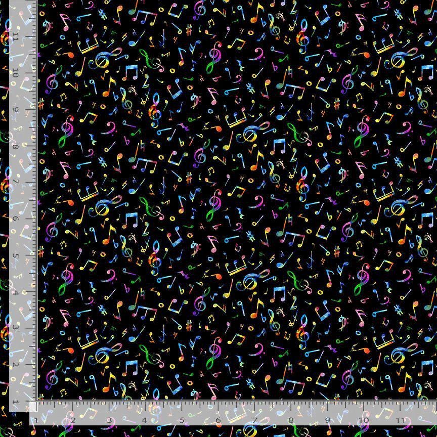 Tiny Music Notes Cotton Fabric- Timeless Treasures- 100% Cotton -TT-Music CD3676 Black - Tiny Music Notes