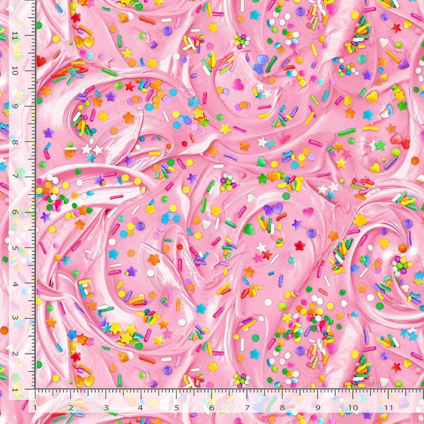 Sweet Frosting and Sprinkles Novelty Cotton Fabric - 100% Cotton TT-Food CD3782 Pink - Sweet Frosting