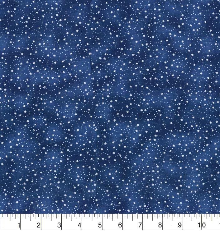 Navy Swirling Stars Cotton fabric- 100% Cotton - continuous cuts