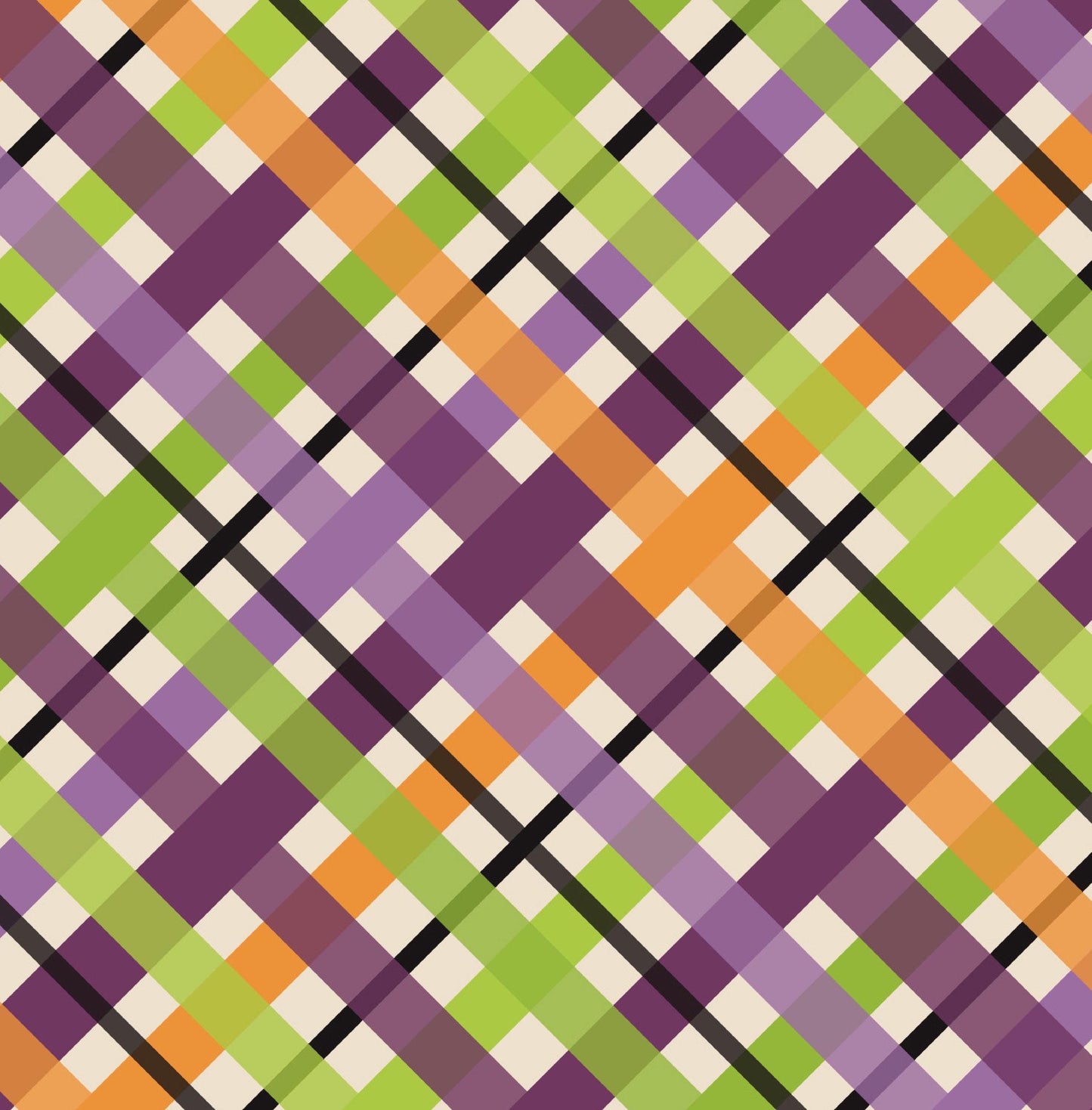 Halloween Treats Bias Plaid Cotton fabric -Thanksgiving- Fall- Autumn-100% Cotton -