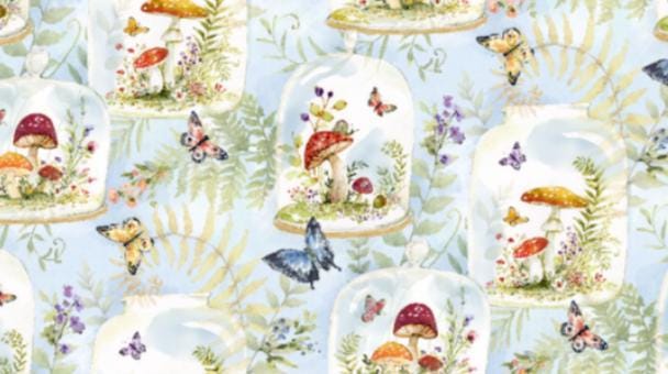 Springs Creative - Intriguing Mushrooms by Susan Winget Designs Cotton fabric- 100% Cotton - Fabric - cut to size