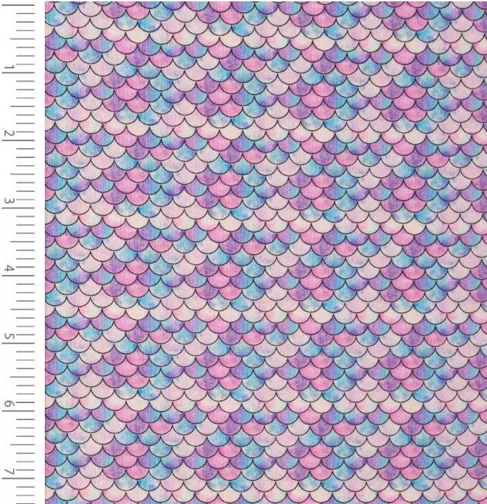 Mermaid Multi Scales cotton fabric- 100% Cotton - continuous cuts