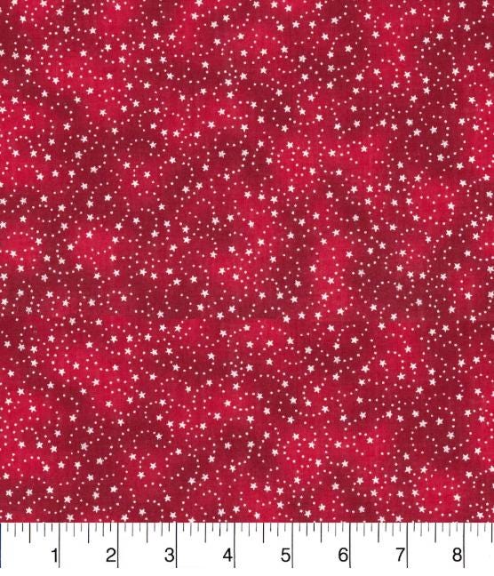 Red Swirling Stars Cotton fabric - 100% Cotton - continuous cuts
